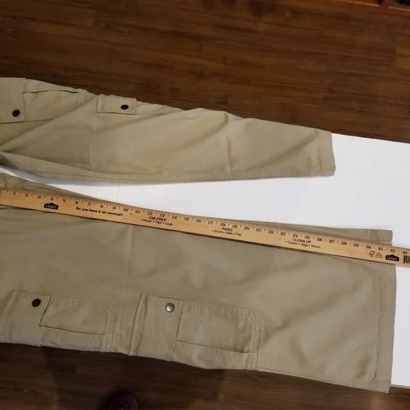 Arizona Jean Co Cargo Pants Women's 14 Pockets British Khaki Flared Cotton New - Picture 7 of 9